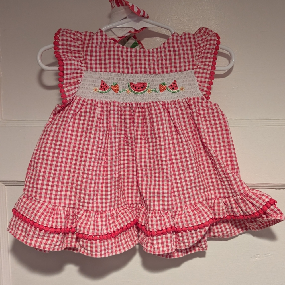 Good Lad Pink Gingham Watermelon Dress With Bib